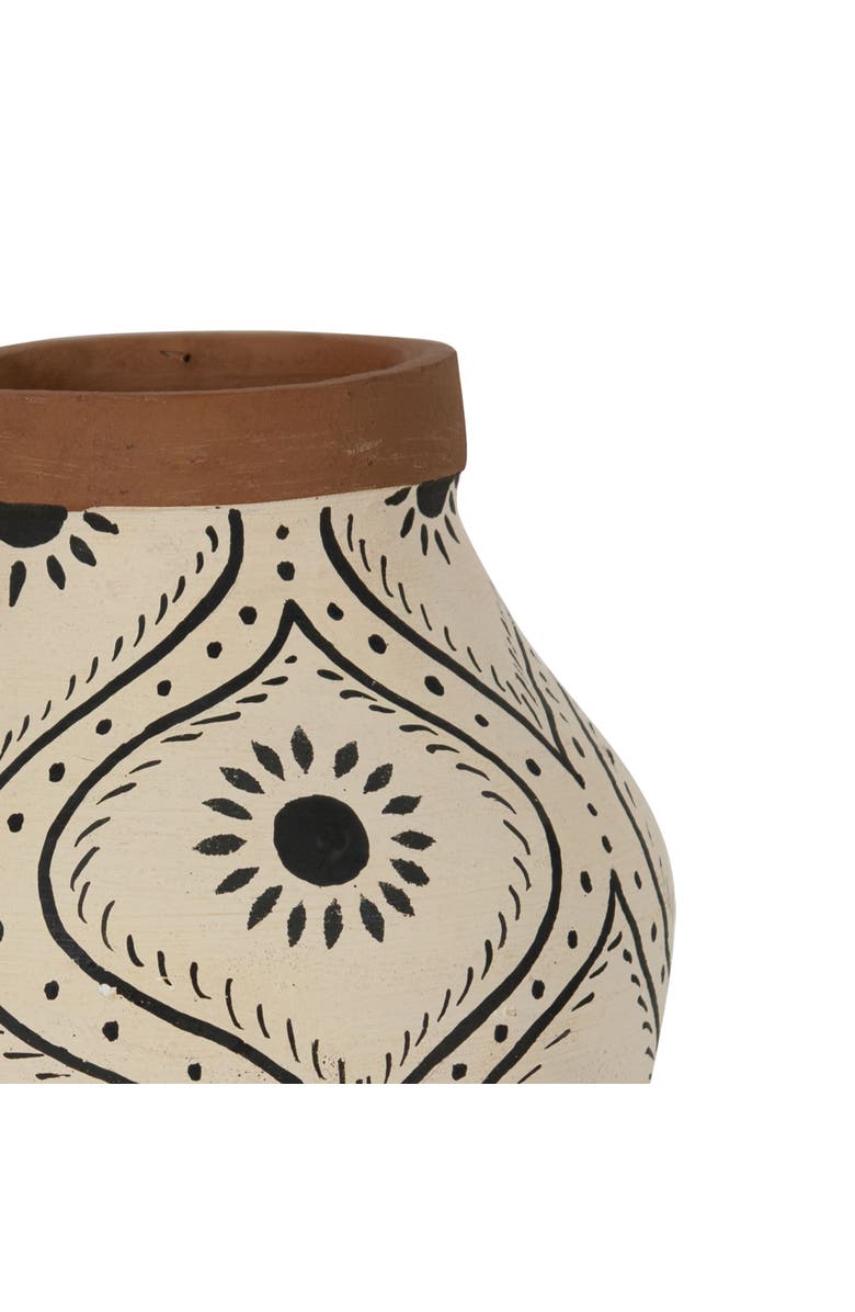 Foreside Home and Garden Natural Handpainted Terracotta Vase, Alternate, color, Brown