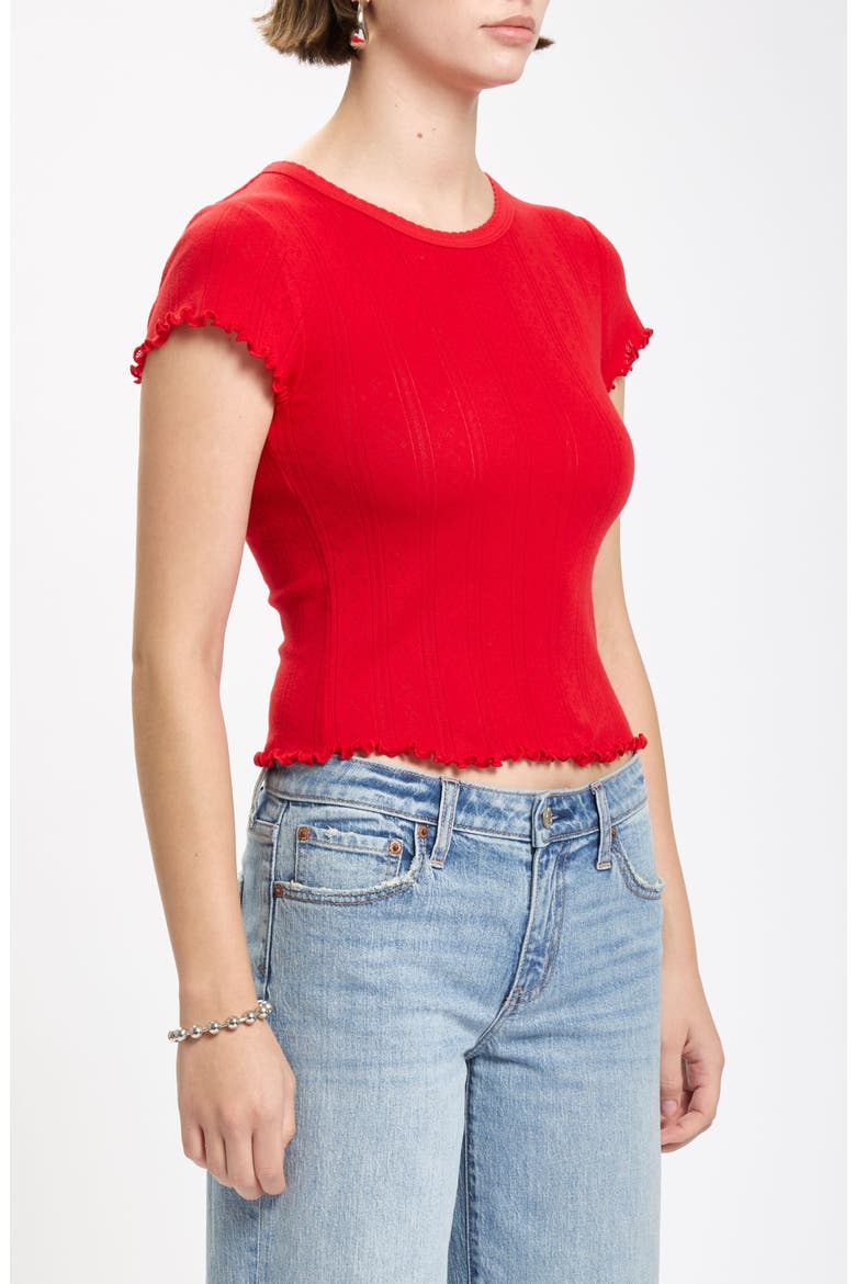 Lily Cotton Pointelle T-Shirt, Alternate, color, CHERRY BOMB