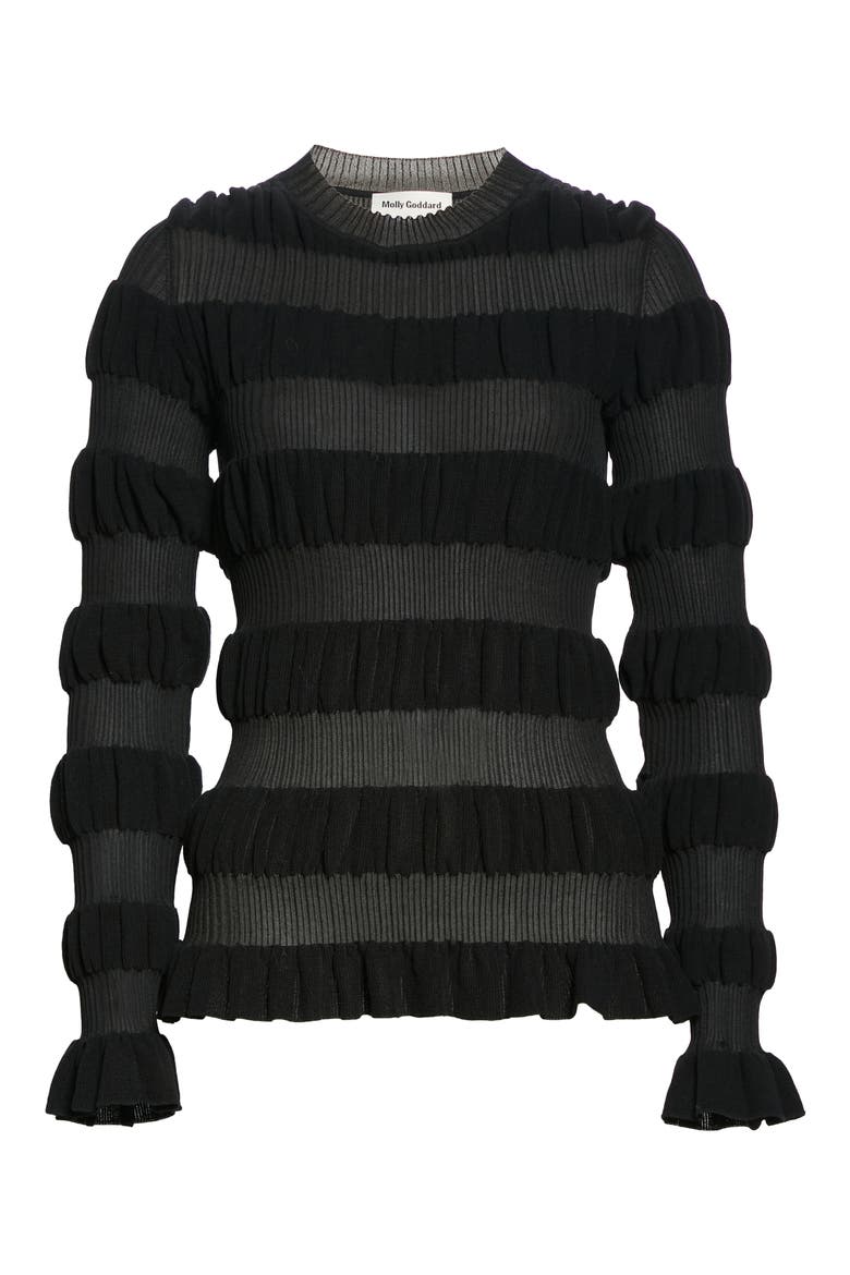 Gigi Texture Stripe Pullover, Alternate, color, BLACK