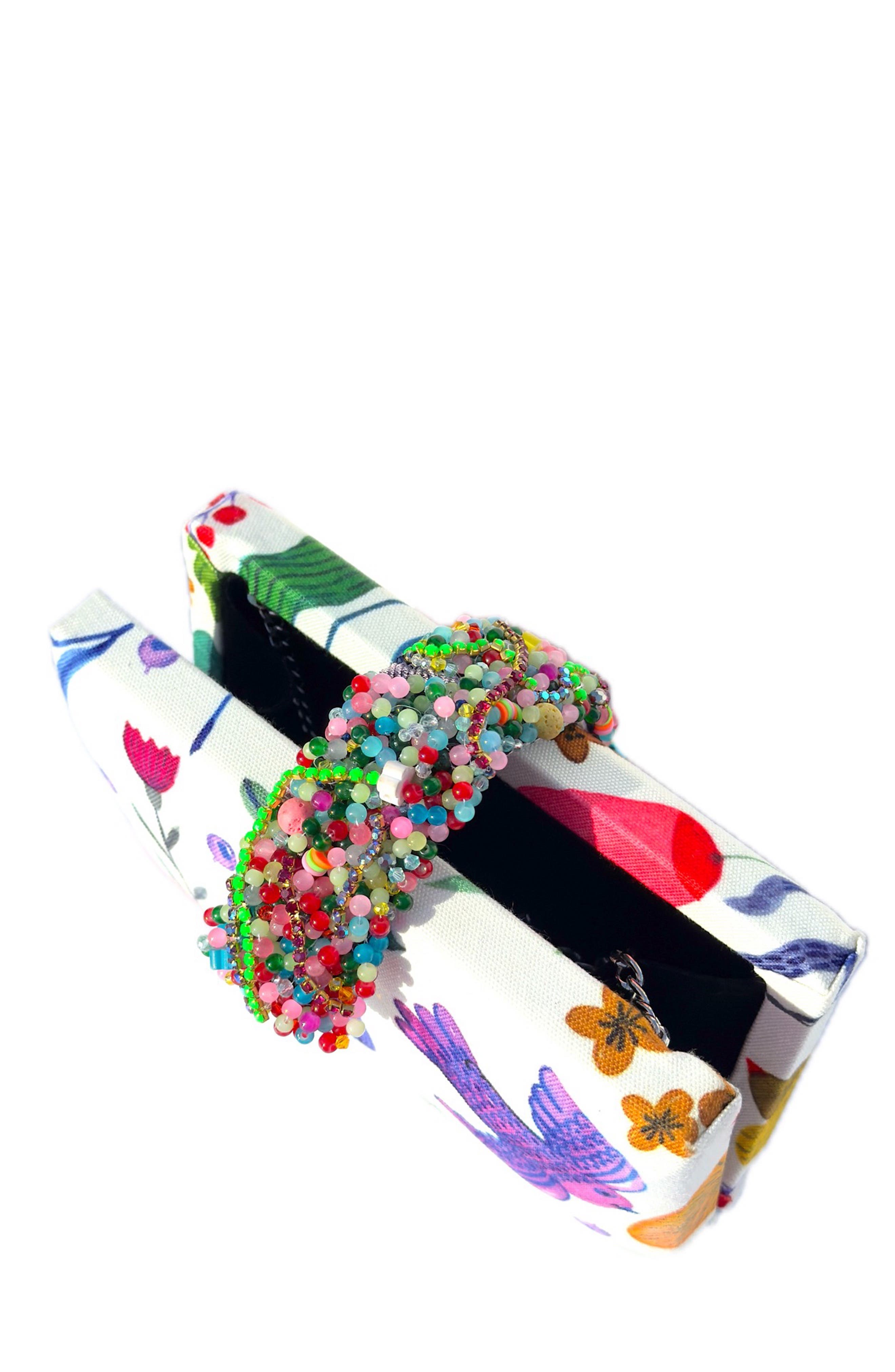 Simitri Garden Party Beaded Fringe Clutch, Alternate, color, Garden Party