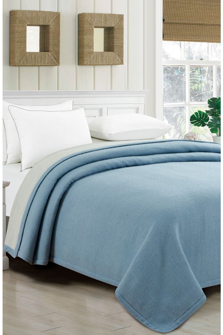 Self Hem Merino Wool Blanket, Alternate, color, BLUE