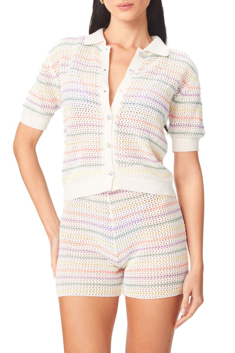 Maya Stripe Cover-Up Shorts, Alternate, color, MULTICOLOR