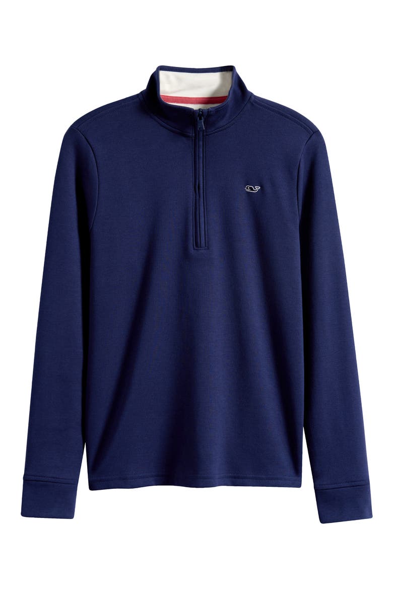 Kids' Pima Cotton Quarter Zip Pullover (Nordstrom Exclusive), Main, color, DEEP BAY