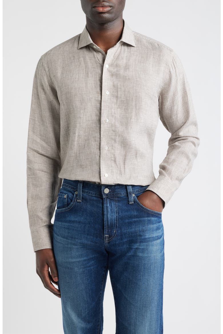 Astino Lino Tailored Fit Linen Button-Up Shirt, Main, color, SUMMER DUNES
