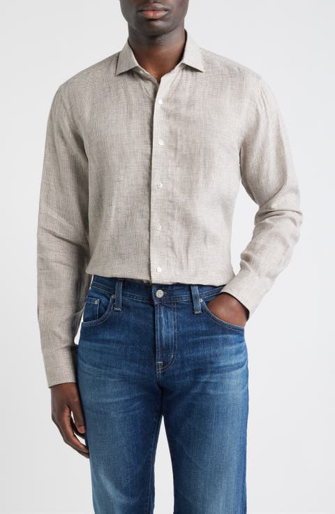 Astino Lino Tailored Fit Linen Button-Up Shirt