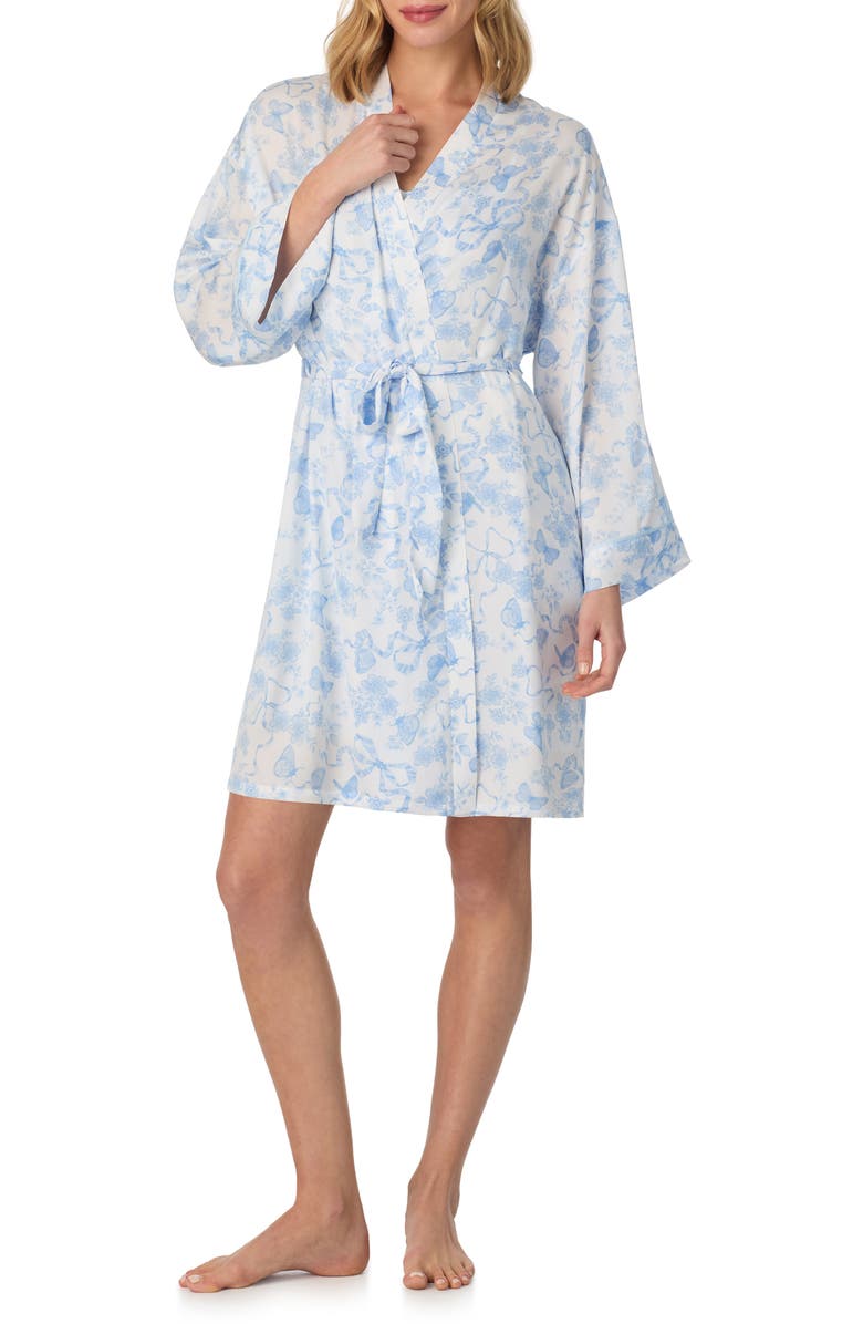 Room Service Pjs Tess Butterflies & Bows Print Short Robe, Main, color,
