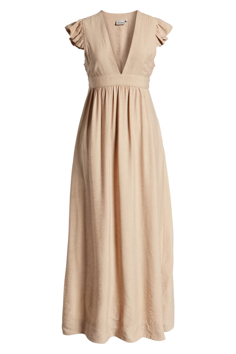 Flutter Sleeve Maxi Dress, Alternate, color, SABBIA