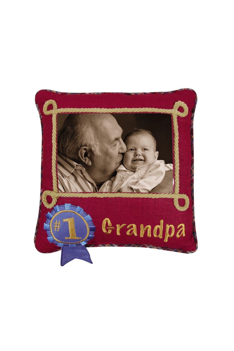 #1 Grandpa Picture Small/Petite Accent Pillow, Main, color, Red