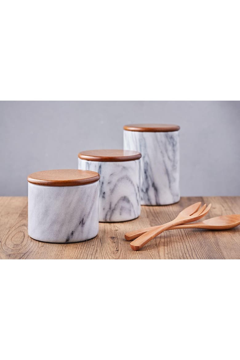Artifacts Trading Company Storage Canister with Sealed Wood Top, Alternate, color, White Matte
