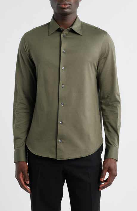 Emporio Armani Solid Cotton Piqué Button-Up Shirt