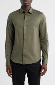 Emporio Armani Solid Cotton Piqué Button-Up Shirt