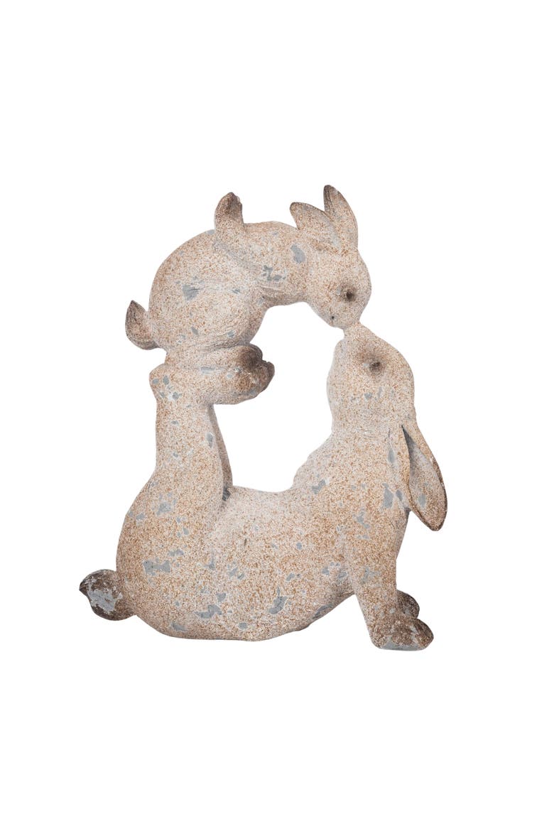 Resin Parent Child Bunny Figurine Adorable Spring Decor Tabletop Indoor Gift for Home and Hostess, Main, color, Brown
