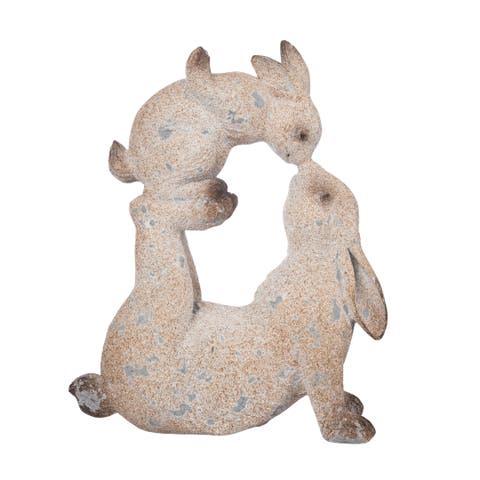 Resin Parent Child Bunny Figurine Adorable Spring Decor Tabletop Indoor Gift for Home and Hostess