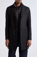 Herno Diagonal Wool Blend Topcoat with Removable Bib