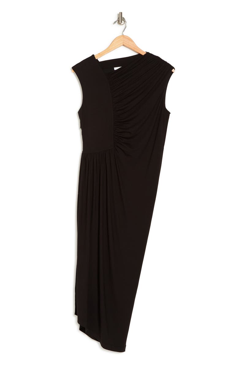 BOSS HUGO BOSS Asymmetrical Ruched Sleeveless Midi Dress, Alternate, color,