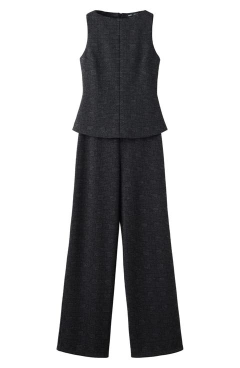 Checked Wide Leg Jumpsuit