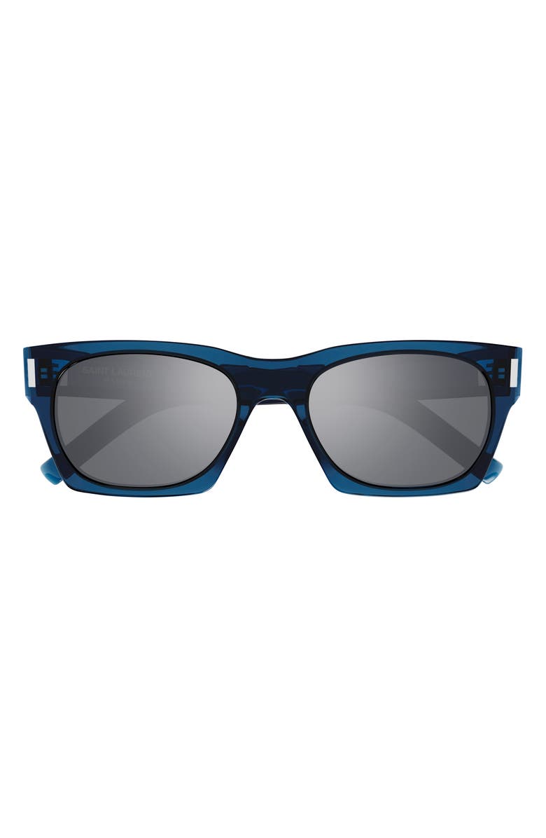 Saint Laurent 54mm Rectangular Sunglasses, Main, color, Blue