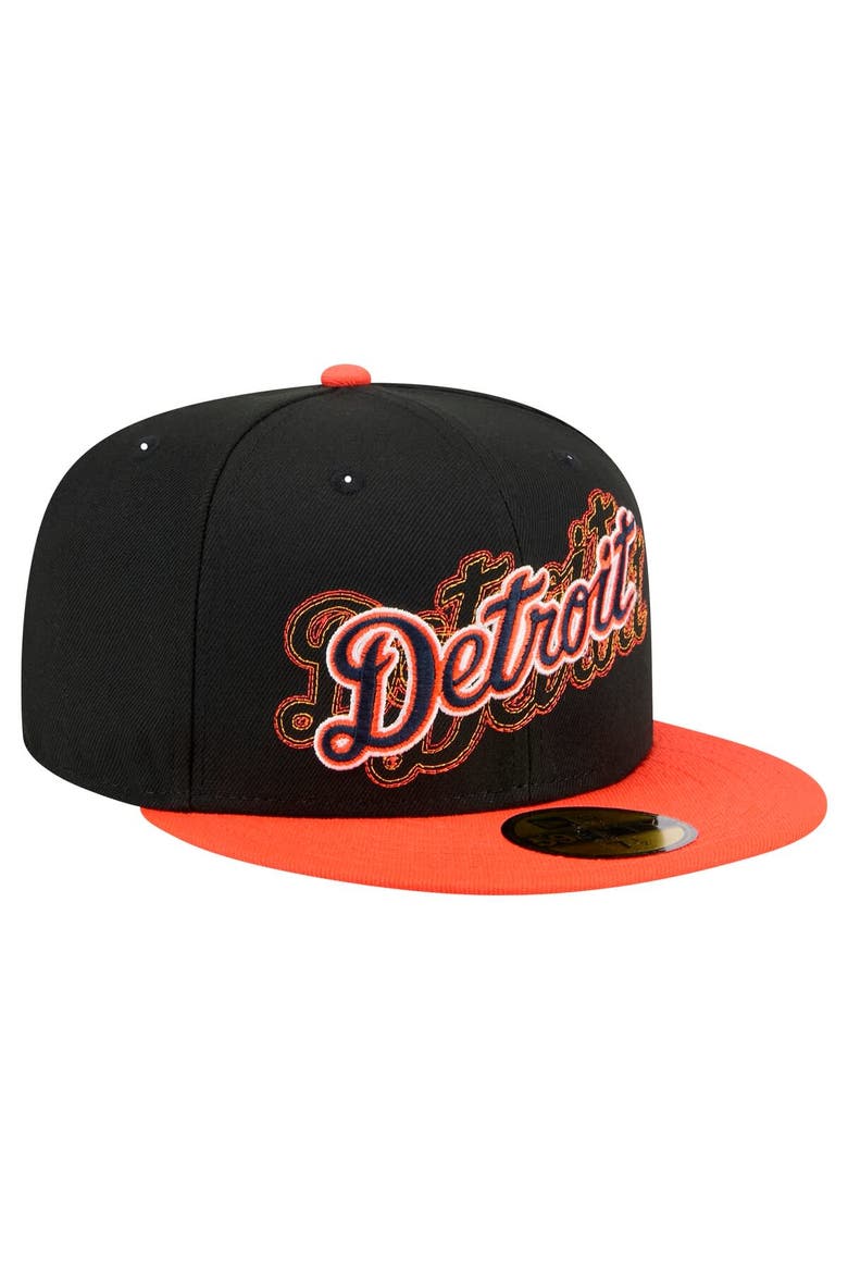 Men's New Era Black Detroit Tigers Shadow Stitch 59FIFTY Fitted Hat, Alternate, color, Black