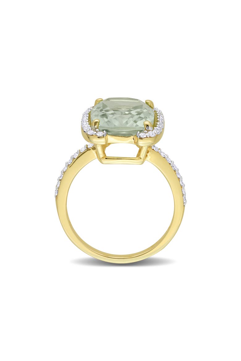 Cushion Cut Green Quartz & White Topaz Ring, Alternate, color, GREEN