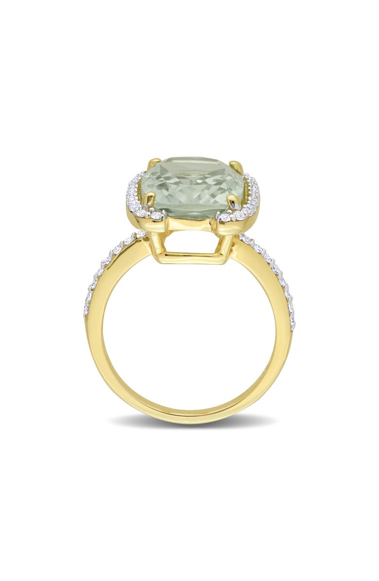 DELMAR Cushion Cut Green Quartz & White Topaz Ring, Alternate, color, Green