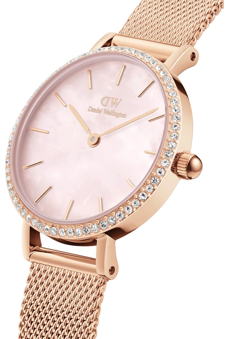 Petite Lumine Mesh Strap Watch, 28mm, Alternate, color, ROSE GOLD