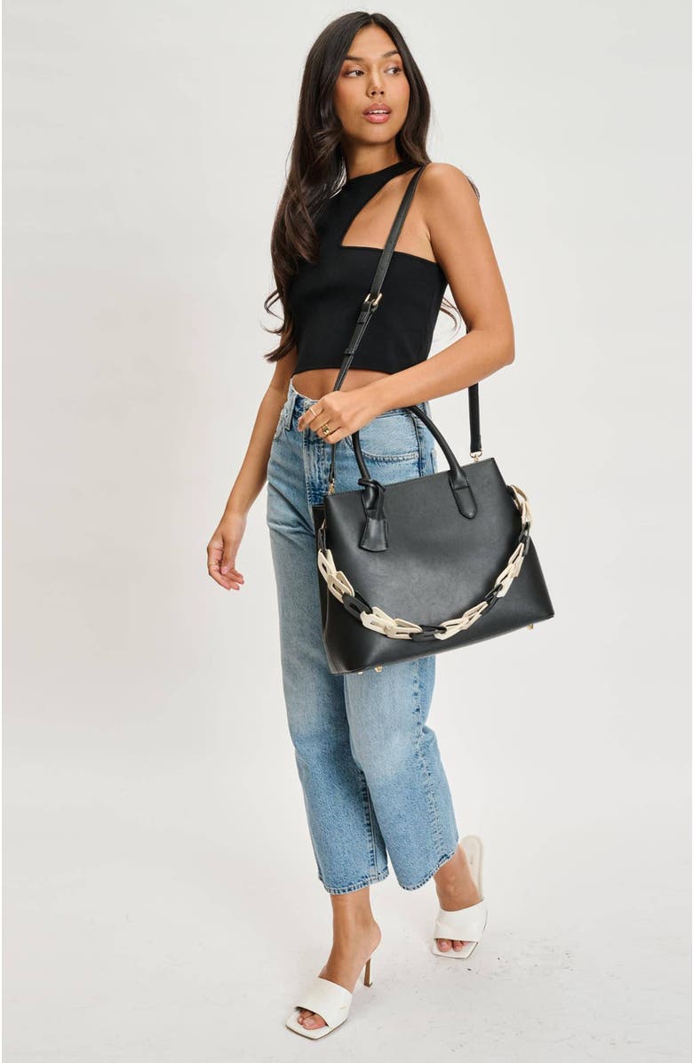 MODA LUXE Regalina Satchel, Alternate, color, Black