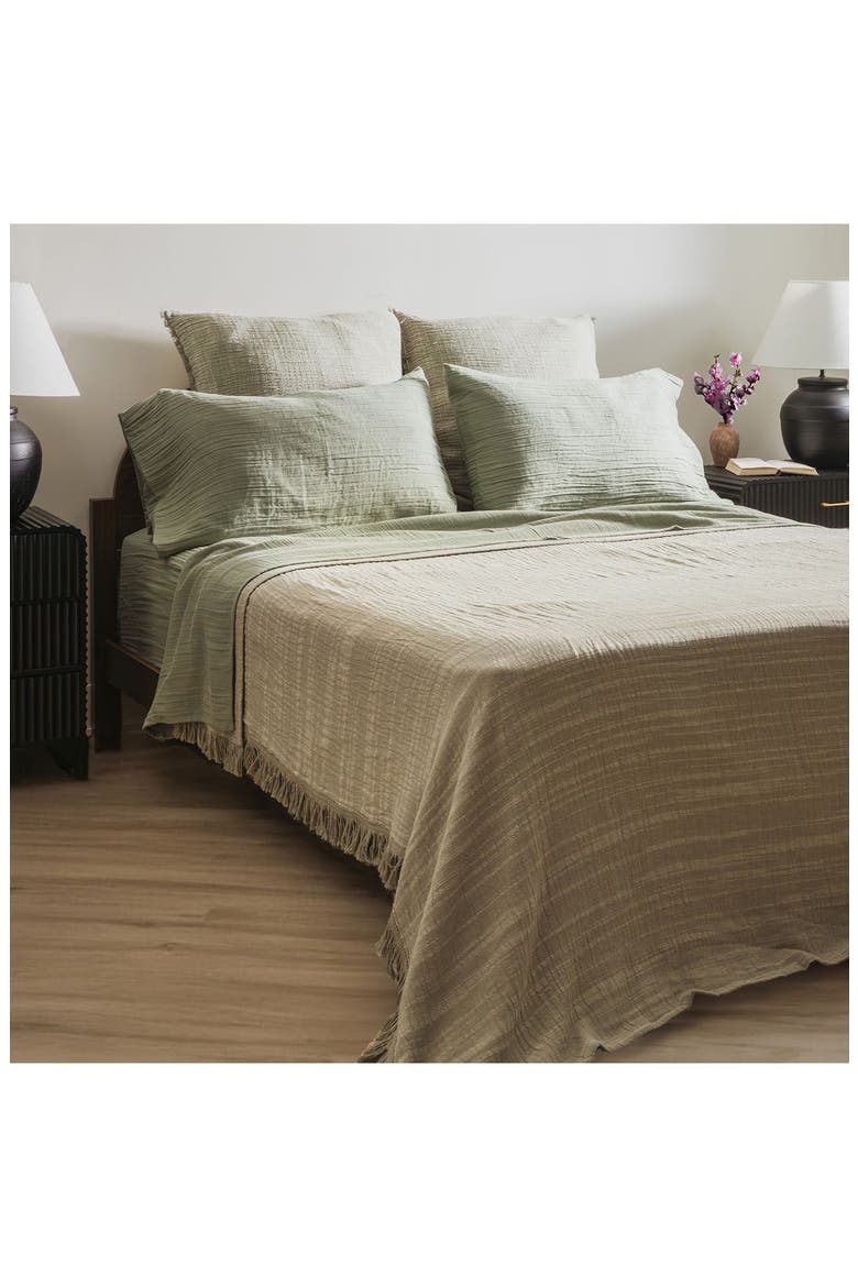 Zen Crinkled Cotton Gauze 4-Piece Sheet Set, Alternate, color, MATCHA