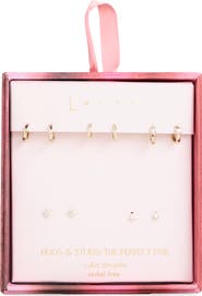 Leith Set of 5 Cubic Zirconia Stud & Huggie Hoop Earrings