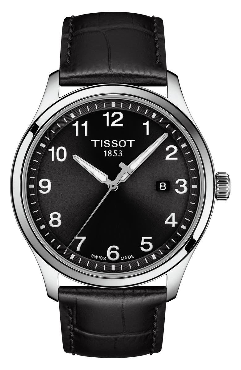 Tissot Gent XL Classic Leather Strap Watch, 42mm, Main, color, 