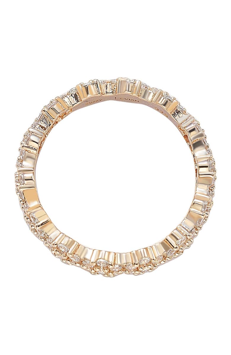 SUZY LEVIAN Rose Plated Sterling Silver White CZ Flower Pave Eternity Band, Alternate, color, Rose