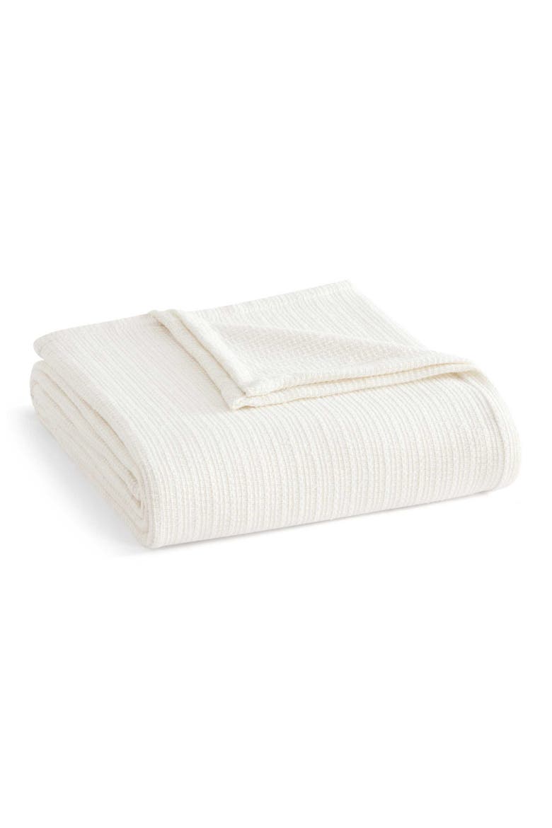 Bedford Tile Basket Weave Cotton Blanket, Main, color, PEARL WHITE