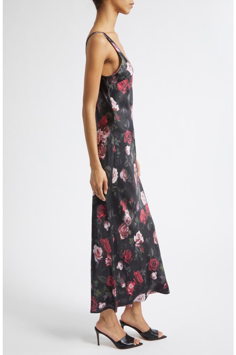 Akiya Floral Print Sleeveless Maxi Dress, Alternate, color, BLACK RHODODENDRON BLURRED ROS