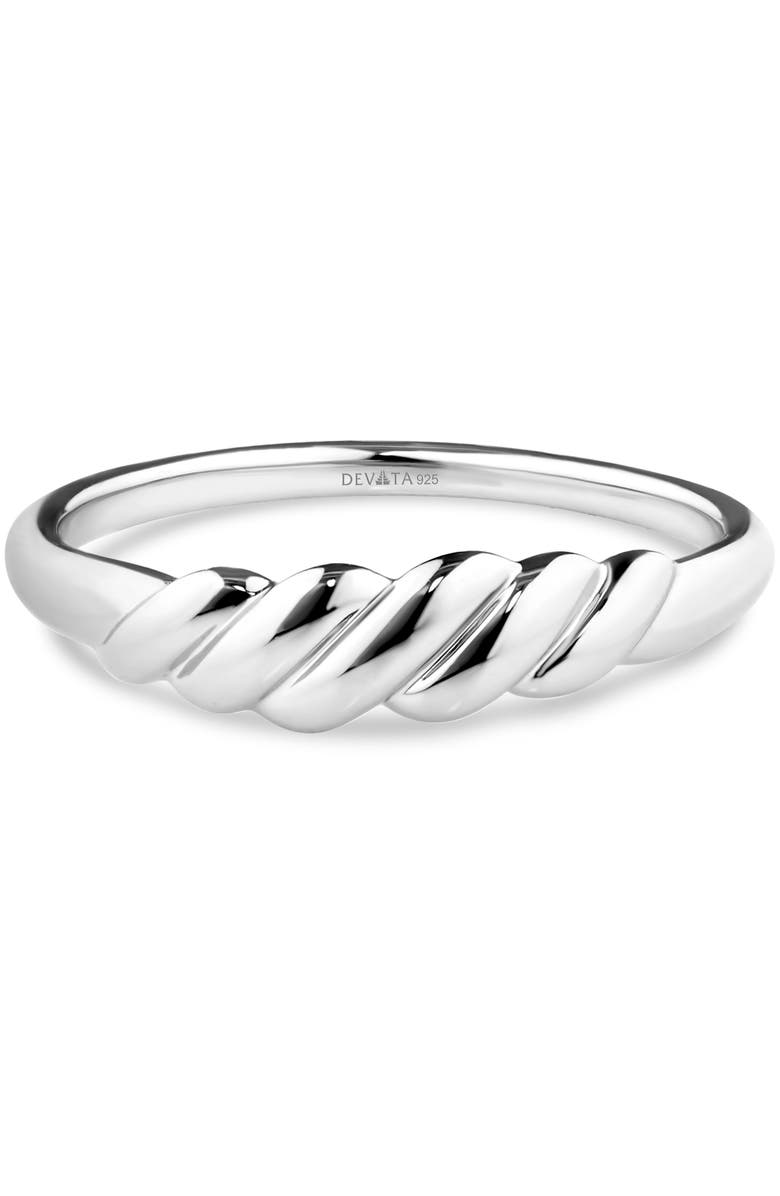 DEVATA Rope Ring in Rhodium Plated Sterling Silver, Main, color, Silver
