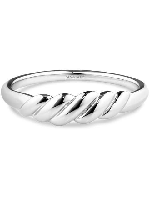 Rope Ring in Rhodium Plated Sterling Silver