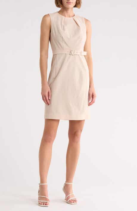 Theory Pleat Neck Virgin Wool Blend Dress