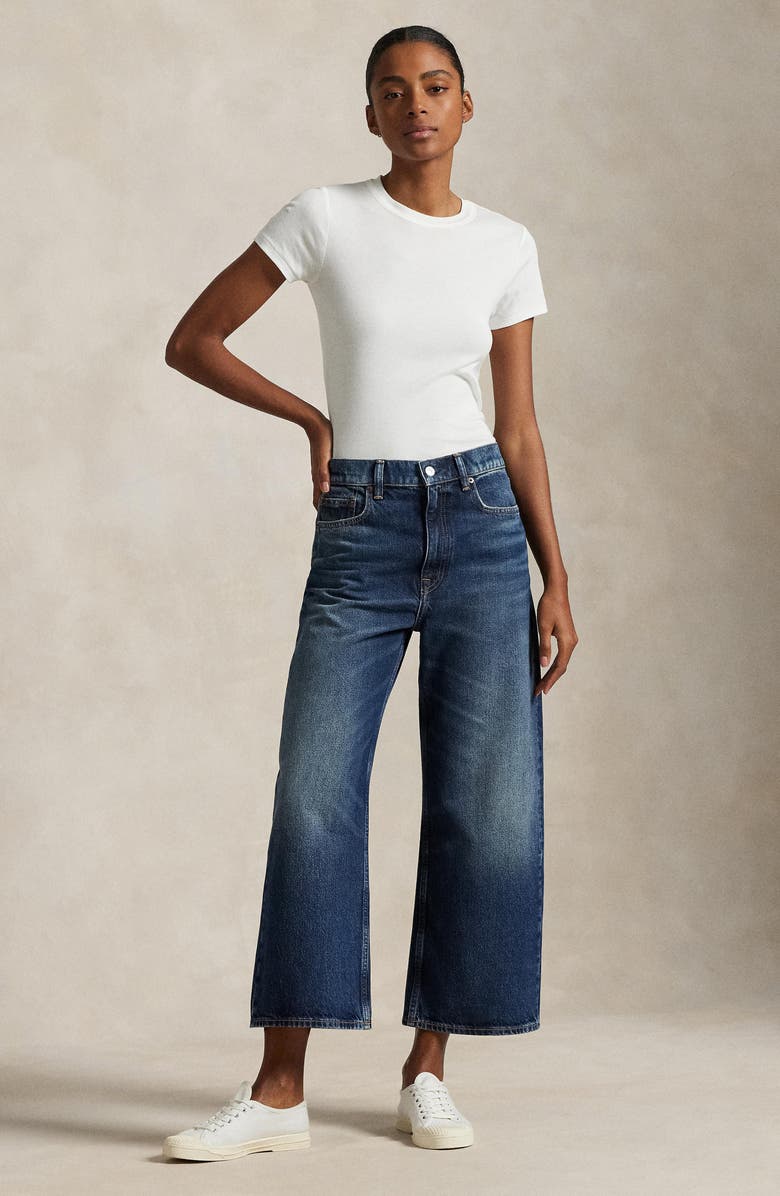 Polo Ralph Lauren High Waist Crop Wide Leg Jeans, Alternate, color, Mylio Wash