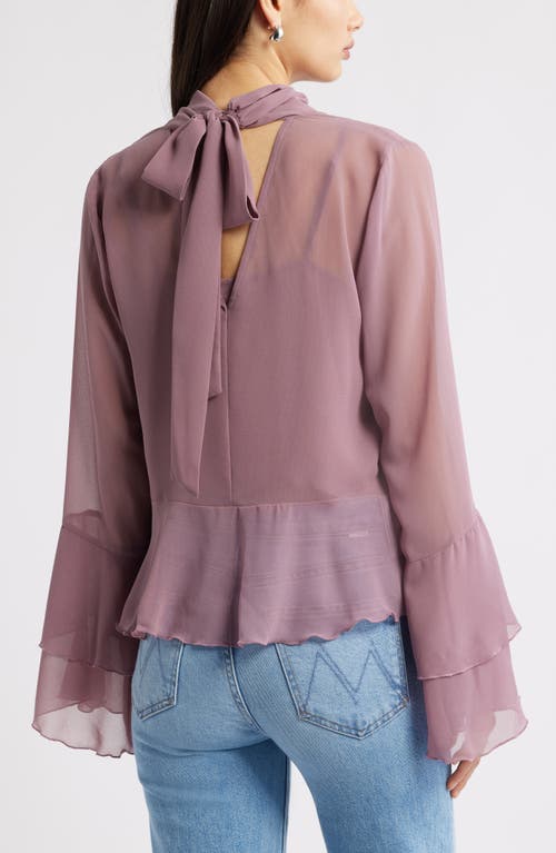 Open Edit High Neck Chiffon Top In Pink