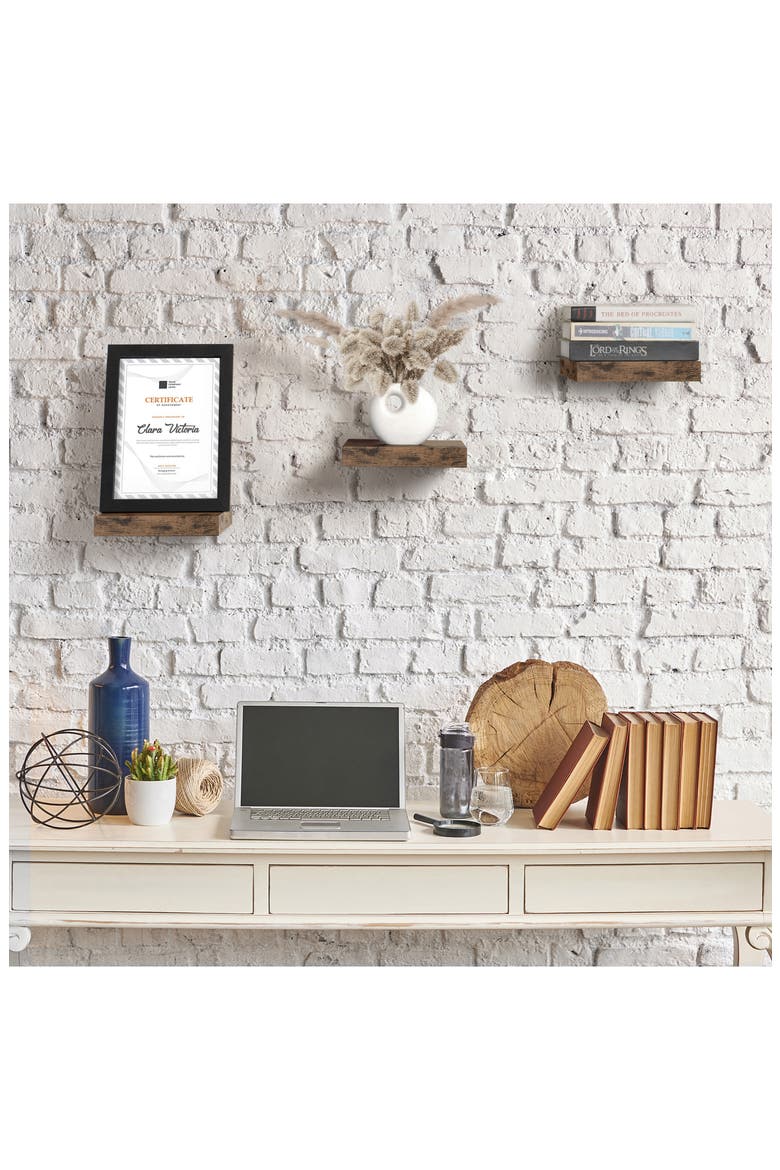 Set of 3 Square Floating Shelves, Alternate, color, MAHOGANY