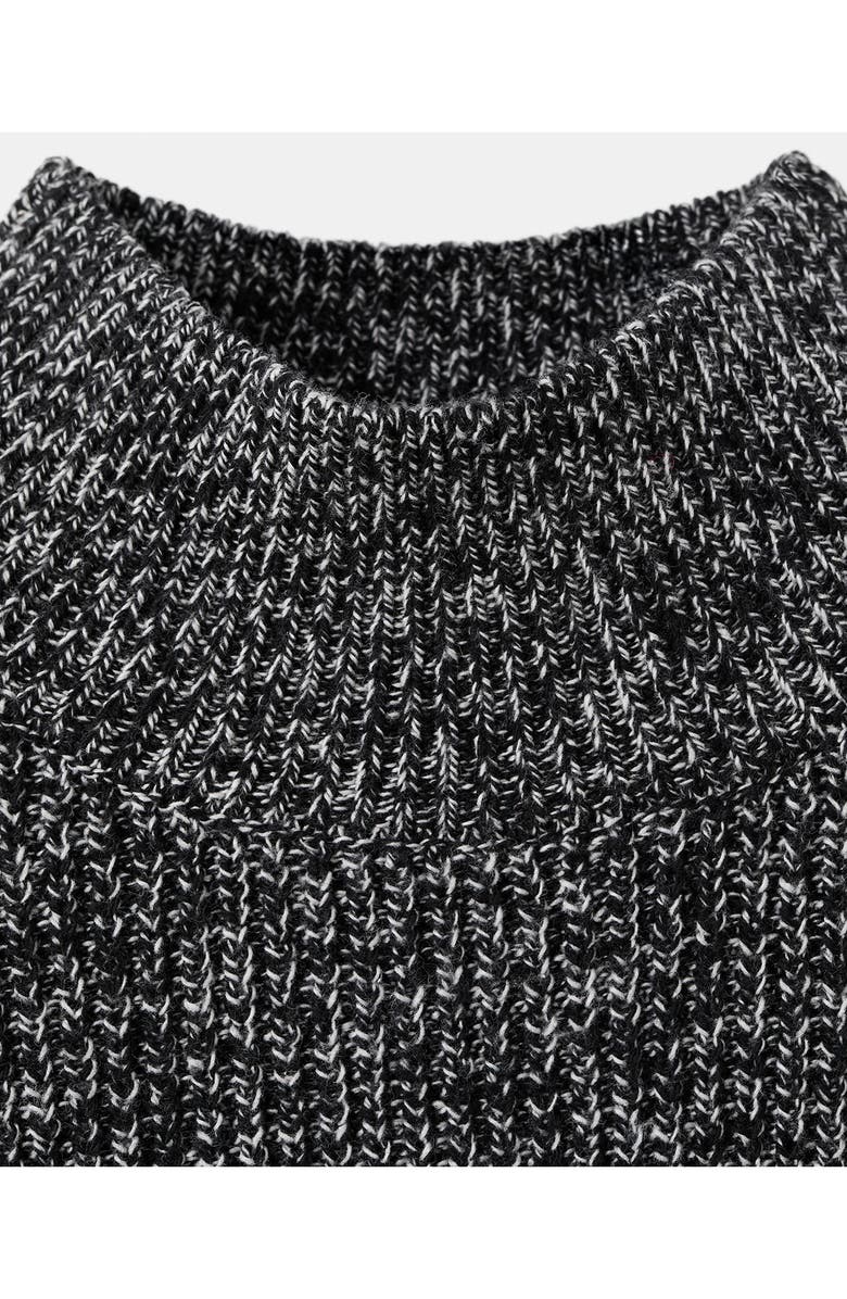 MANGO Marled Mock Neck Short Sleeve Sweater, Alternate, color, Black