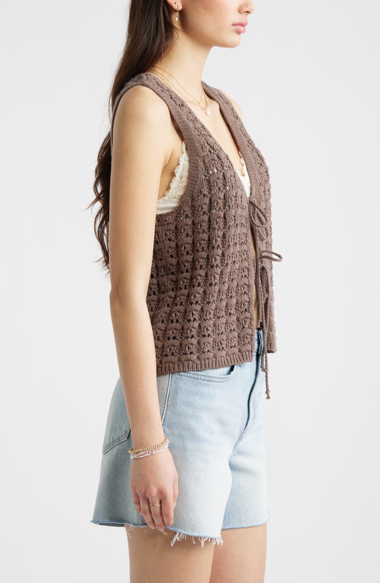 BP. Tie Front Sweater Vest, Alternate, color, Brown Quartz