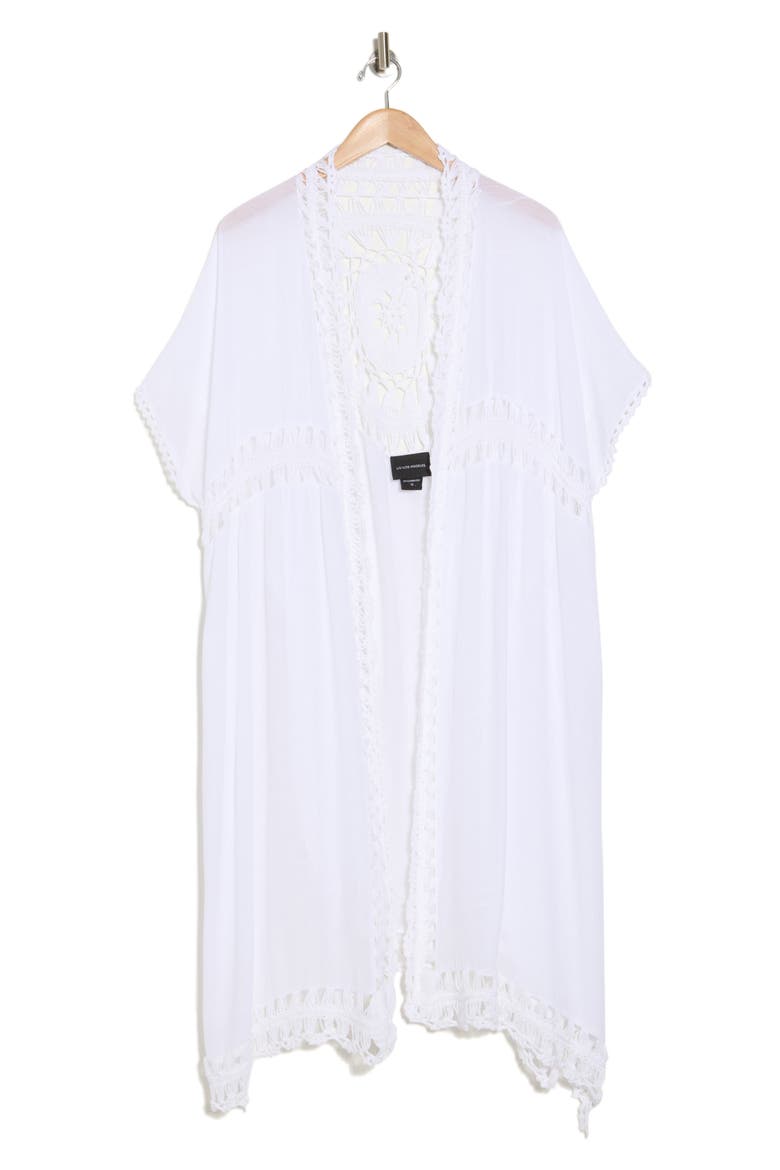 Open Work Knit Duster, Alternate, color, WHITE