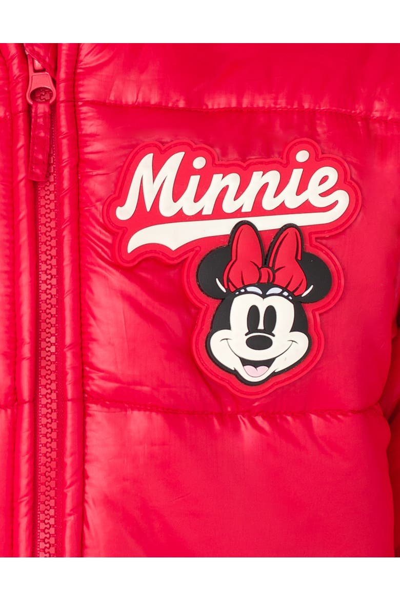 Minnie Mouse Hooded Puffer Coat, Alternate, color, Minnie Mouse Red