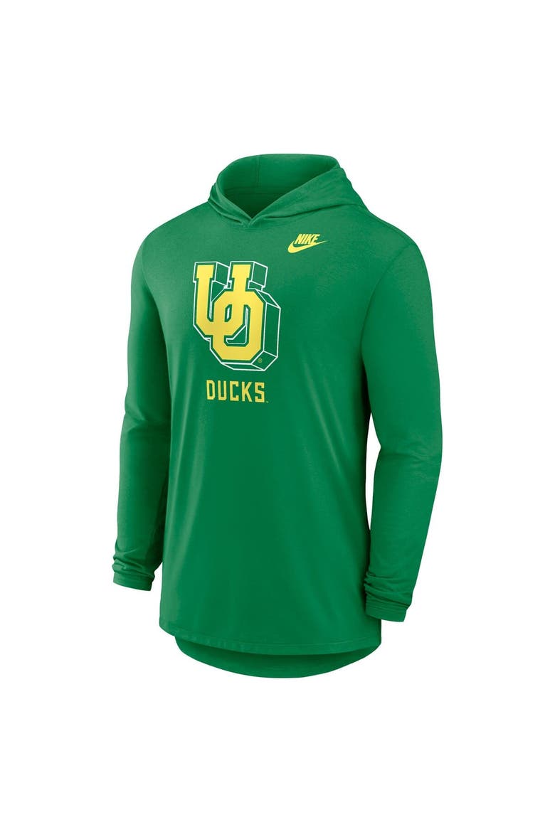Men's Nike Green Oregon Ducks Legacy Tri-Blend Dri-FIT Long Sleeve Hoodie T-Shirt, Alternate, color, Green