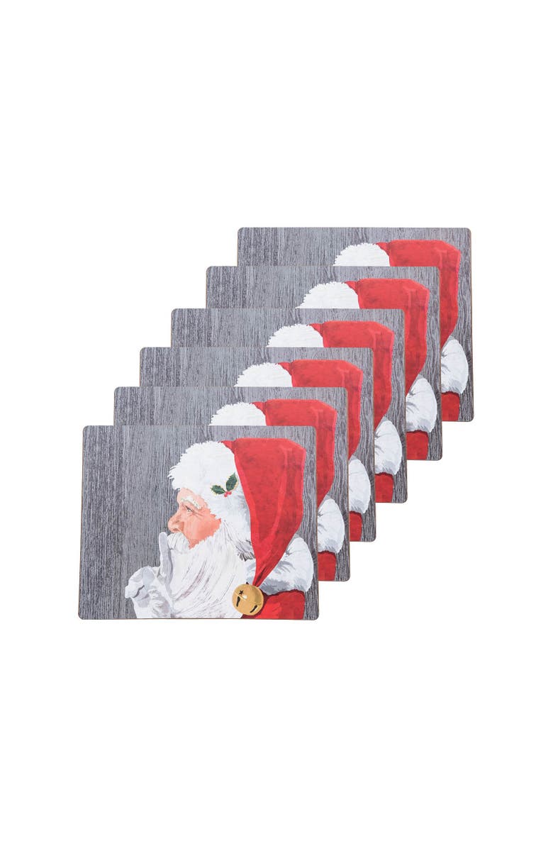 C&F Home Santa Hardboard Placemat, Set of 6, 13" x 16", Main, color, Red