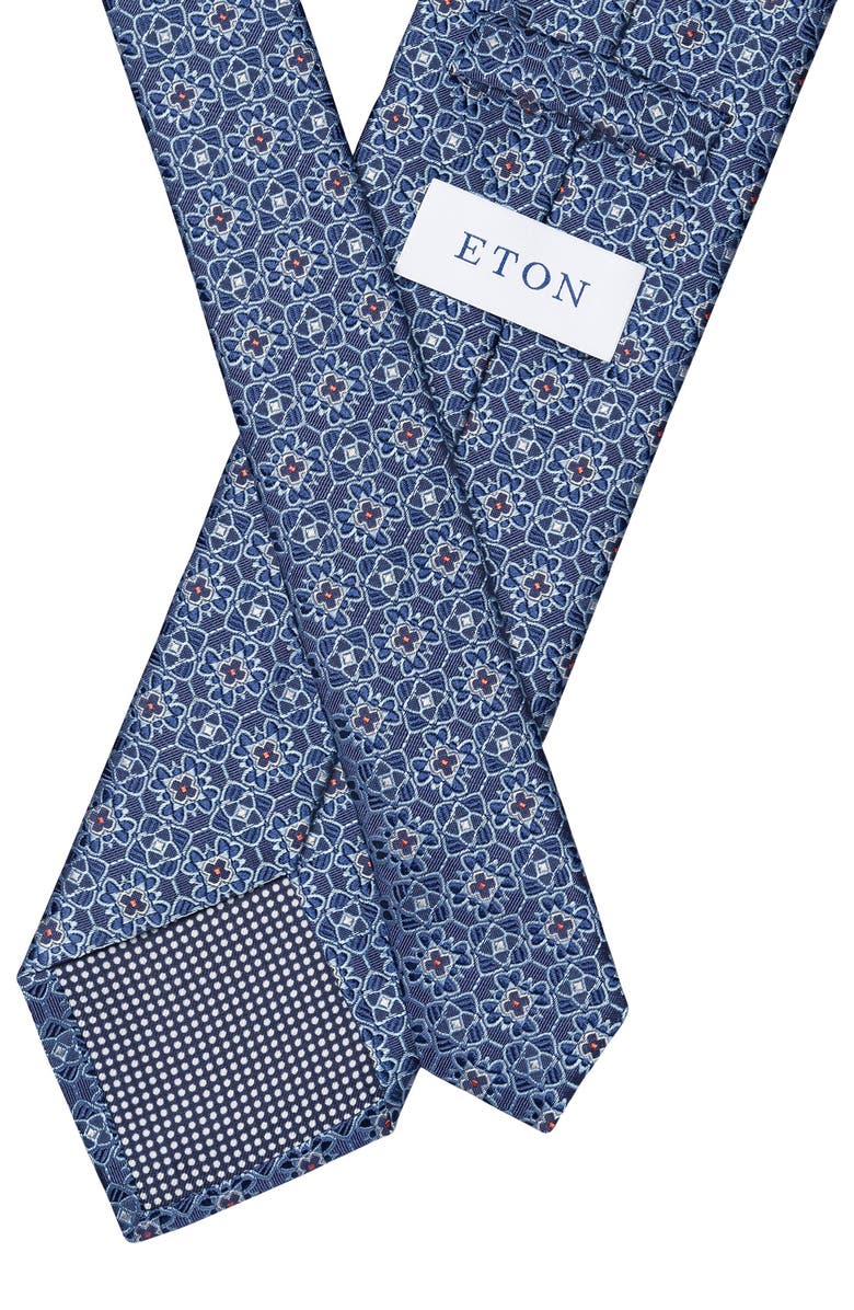 Eton Floral Silk Tie, Alternate, color, Dark Blue