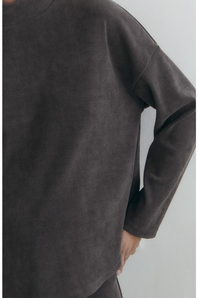 Corduroy Mock Neck Maternity Sweatshirt, Alternate, color, DARK HEATHER GREY