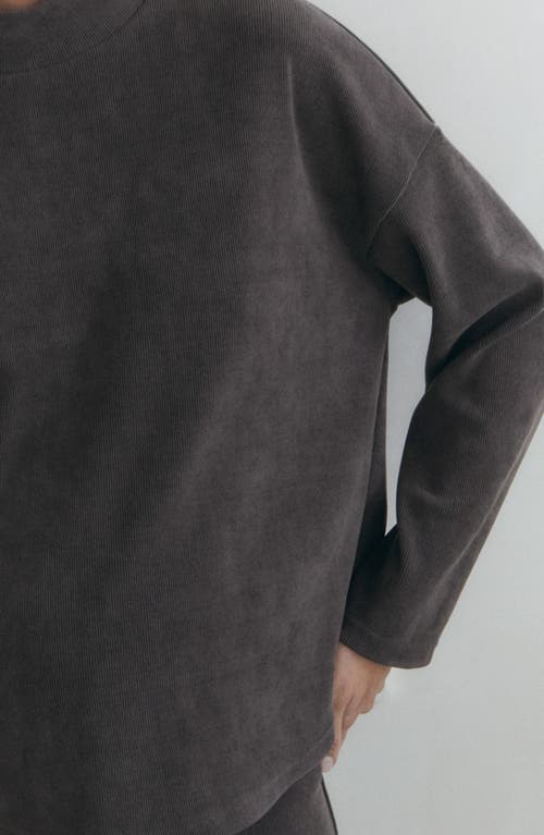 Shop Mango Corduoray Mock Neck Maternity Sweatshirt In Dark Heather Grey