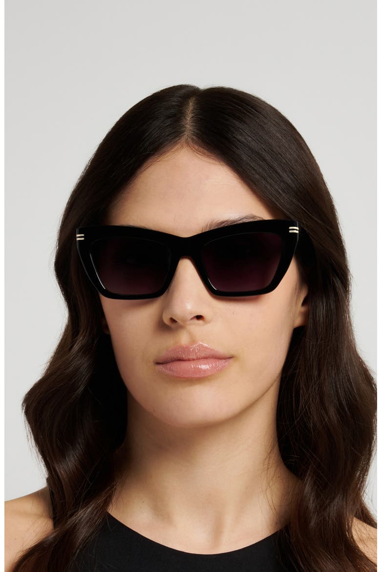 54mm Gradient Rectangular Sunglasses, Alternate, color, BLACK / DARK GREY
