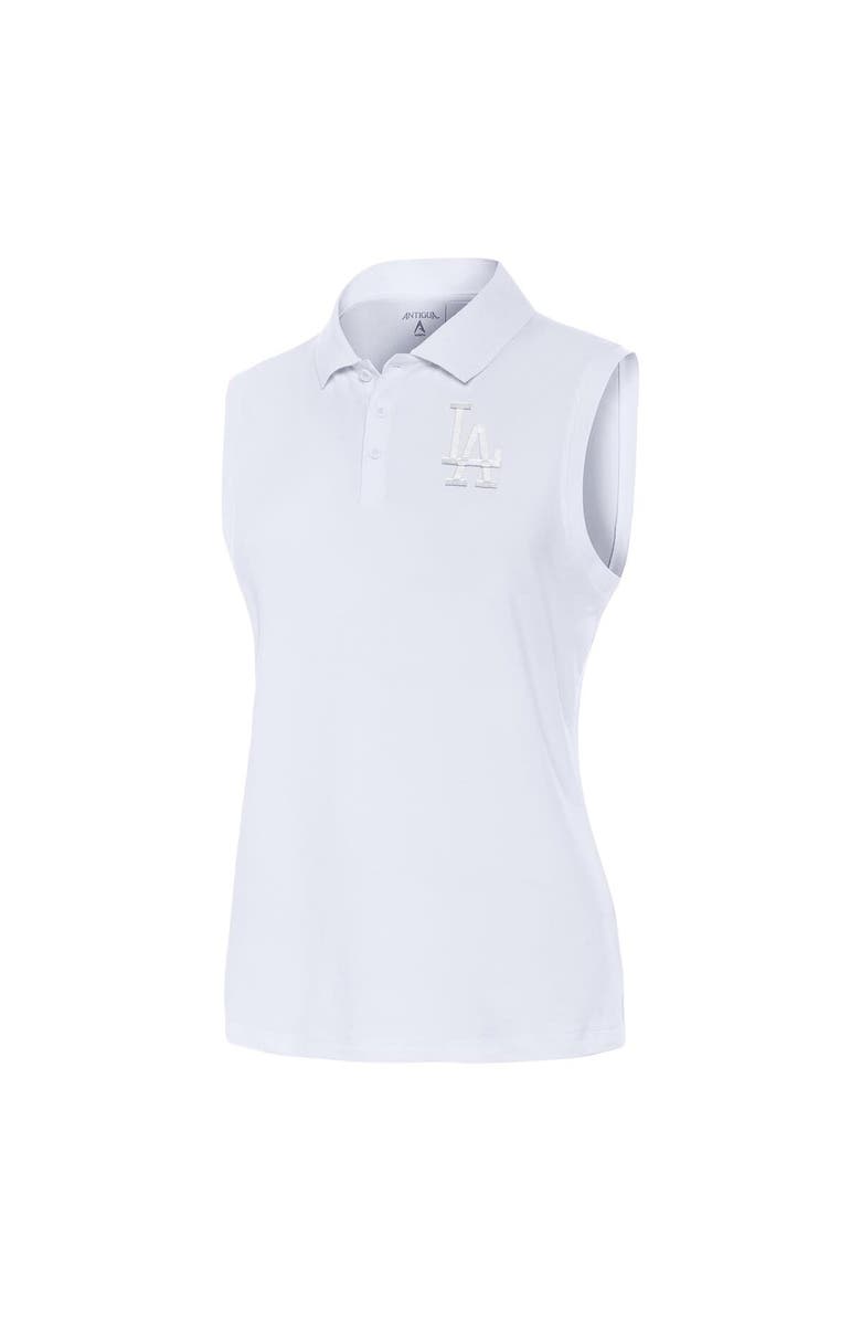 ANTIGUA Women's Antigua  White Los Angeles Dodgers Recap Sleeveless Polo, Main, color, White
