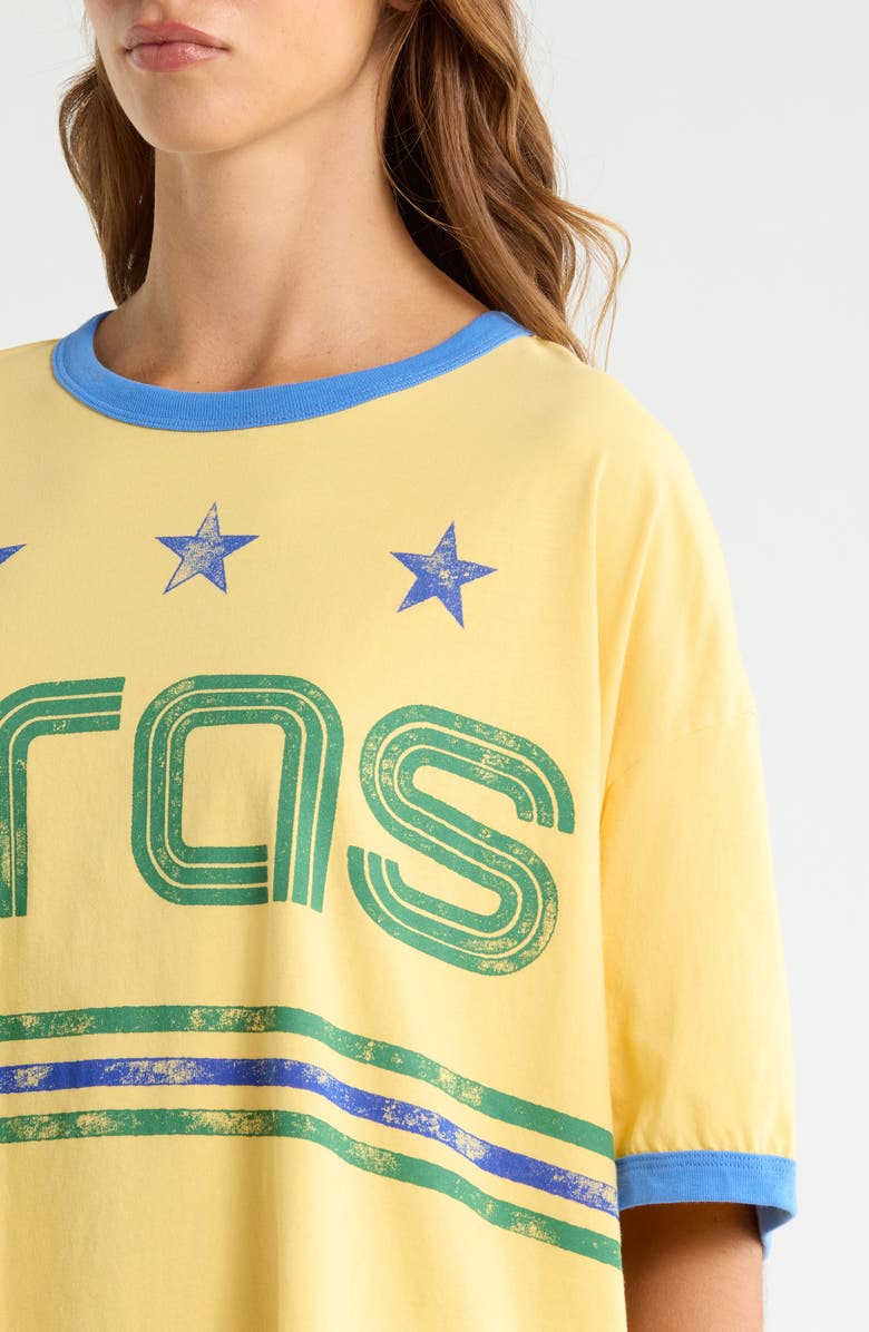 Daydreamer Brazil World Cup Graphic Cotton Ringer T-Shirt, Alternate, color, Hollywood Gold Combo